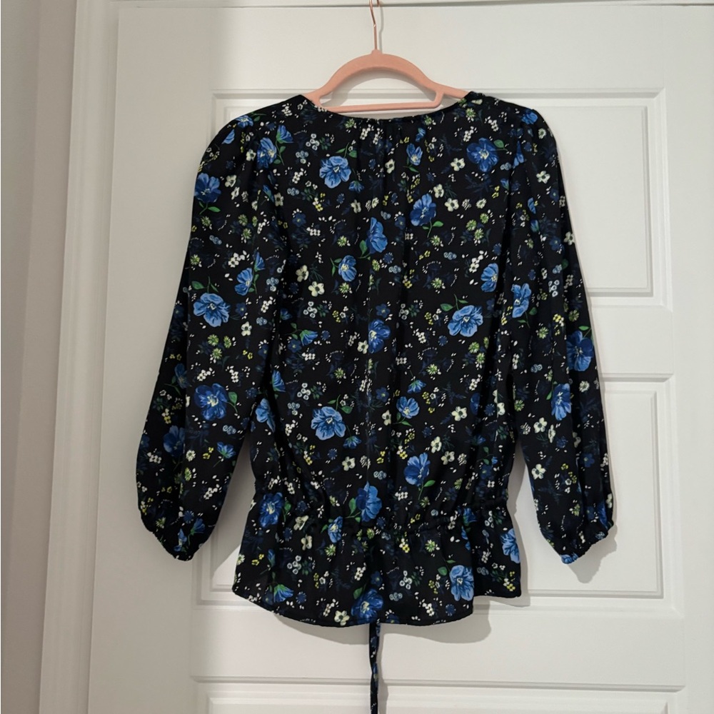 Floral Black and Blue Women's Top